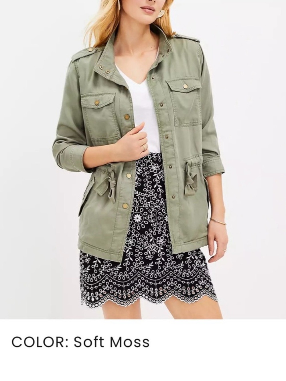 LOGT Drawstring Soft Moss Utility Jacket - Women's Lightweight  Sz XL